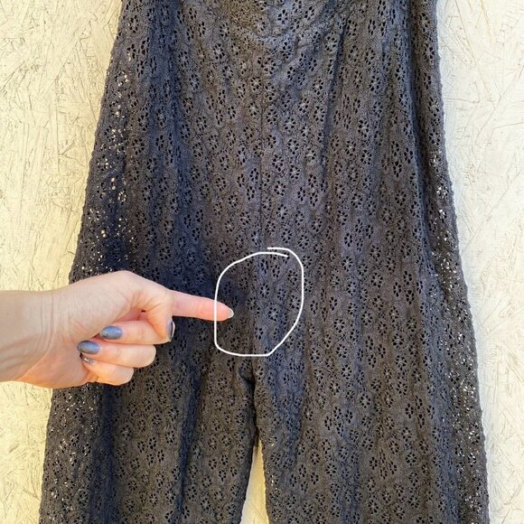 Nightcap Clothing Stretch Lace Ruffle Off Shoulder Open Back Jumpsuit Sz XS - Picture 7 of 10